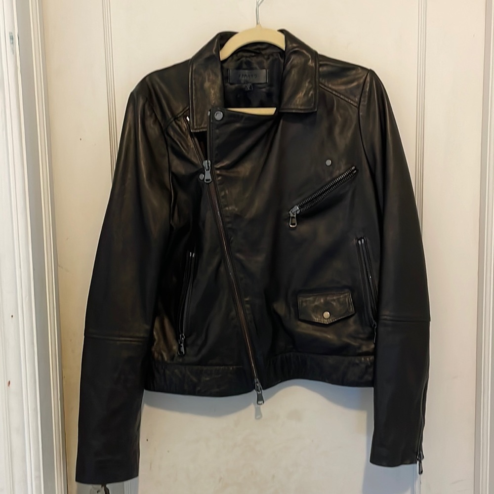 J Brand "letty" moto jacket, black, leather, large